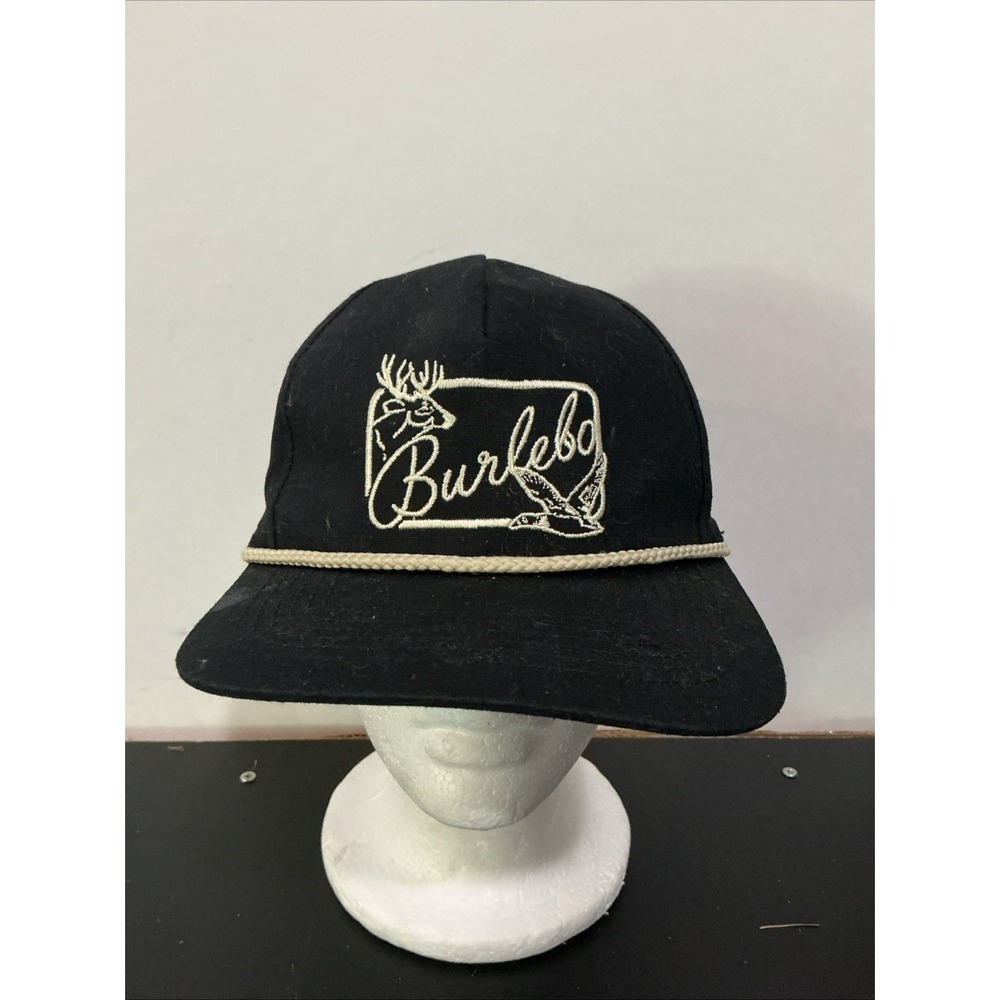 Burlebo Mens Outdoor Buck Duck Patch Snapback Rope Hat Cap Black